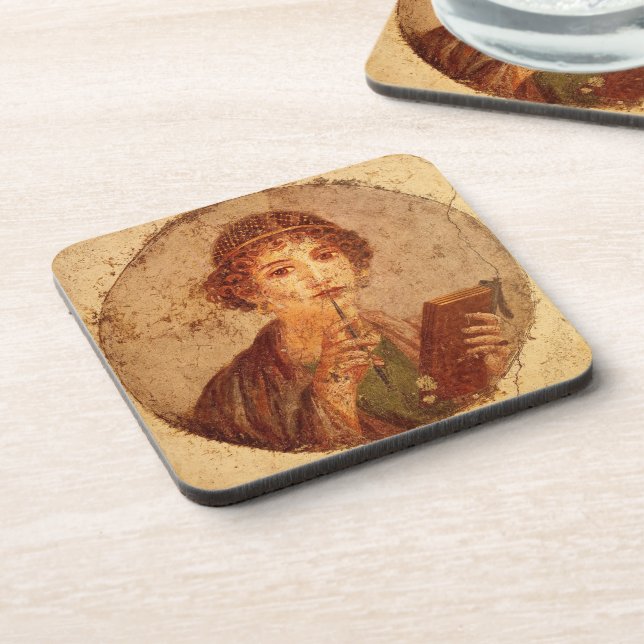 Posavasos Fresco de Sappho en Pompeya (Lado Izquierdo)