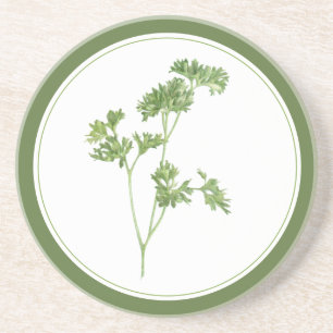 Posavasos FRESH PARSLEY Ronda Sandstone Coaster -texto Verde