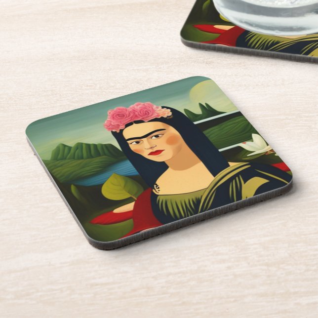 Posavasos Frida Kahlo, la montaña dura de plástico de la Mon (Lado Izquierdo)
