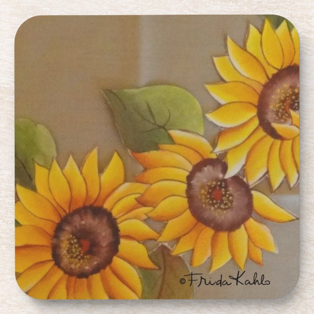 Posavasos Frida Kahlo Pintado de girasoles (Frente)