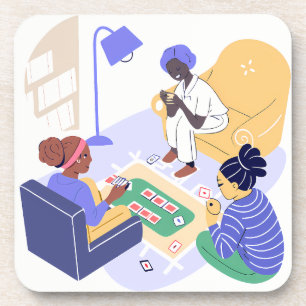 Posavasos Friends Playing Cards Together Indoors