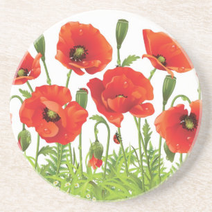Posavasos Frontera horizontal con la amapola roja