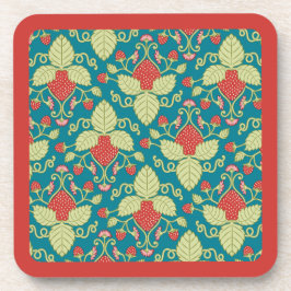 Posavasos Fruta de fresa roja, flores y carreras