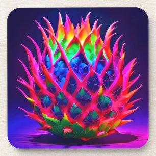 Posavasos Fruta del dragón de neón eléctrico