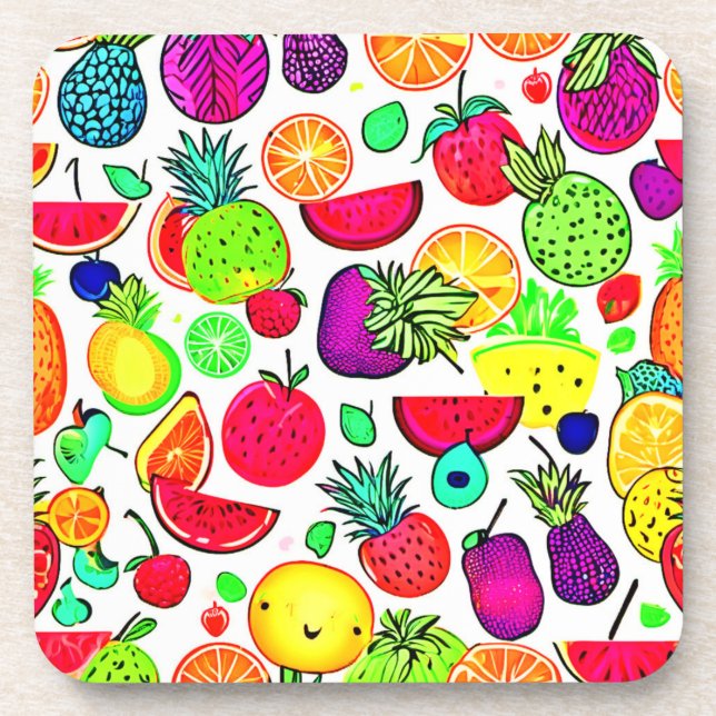 Posavasos Frutas coloridas Artista de huertos (Frente)