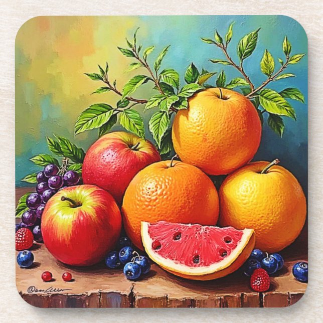 Posavasos Frutas frescas en un diseño de mezcla perfecto (Frente)