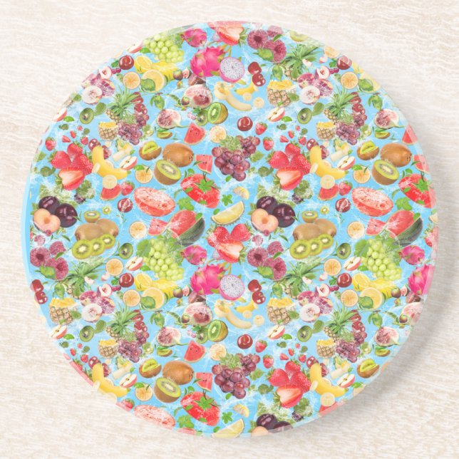 Posavasos Frutas tropicales para el agua de la boca (Frente)
