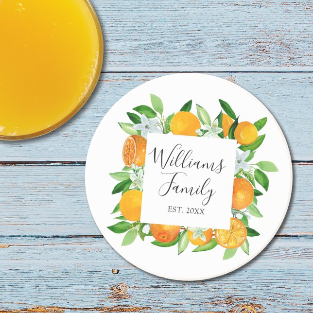 Posavasos Frutas y flores naranjas botánico floral de verano (In situ)