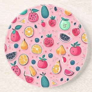 Posavasos Frutos alegres y una decoración rosa