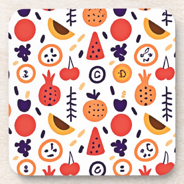 Posavasos Frutos Coloridos Patrón de arte (Frente)