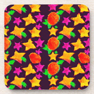 Posavasos Frutos de colores dinámicos y arte del patrón de e