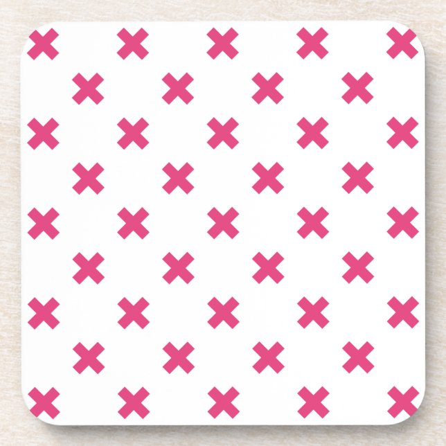 Posavasos Fuchsia cruza puntos en blanco (Frente)