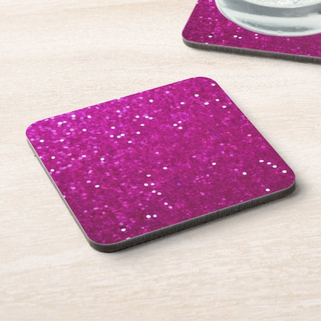 Posavasos Fuchsia Purpurina Look Plastic Coaster (Lado Izquierdo)