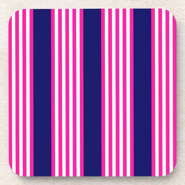 Posavasos Fuchsia y cinco rayas blancas con azul (Frente)