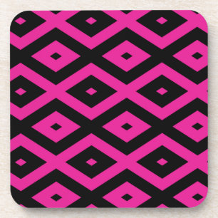 Posavasos Fuchsia y patrón de diamante negro