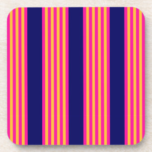 Posavasos Fuchsia y rayas amarillas con azul marino