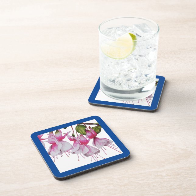 Posavasos 'Fuchsias festivas' sobre un set de montaña rusa (Lado Derecho)