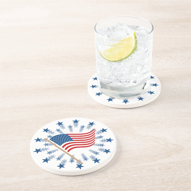 Posavasos Fuegos artificiales de la bandera estadounidense S (Lado)