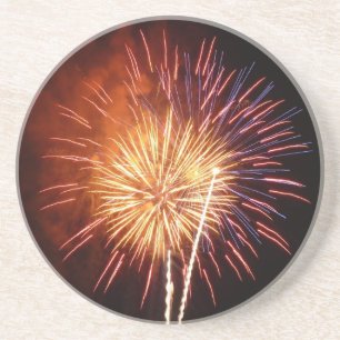 Posavasos Fuegos artificiales rojos, blancos y azules I Patr