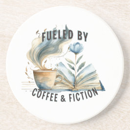 Posavasos Fueled by Coffee & Fiction Sandstone Coaster