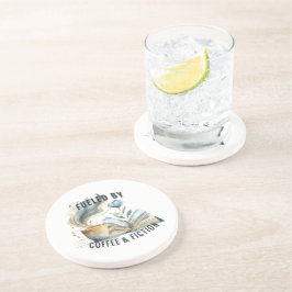 Posavasos Fueled by Coffee & Fiction Sandstone Coaster