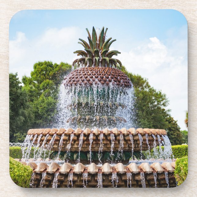 Posavasos Fuente de piña en Charleston, SC (Frente)