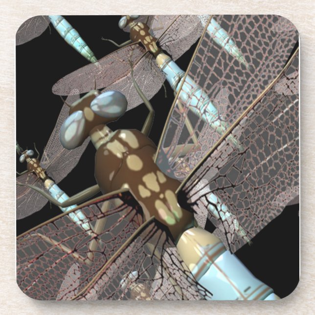 Posavasos Fuerza aérea de la libélula en negro (Frente)