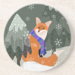 Posavasos Fun Cute Winter Fox Coaster