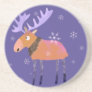 Posavasos Fun Cute Winter Moose Coaster