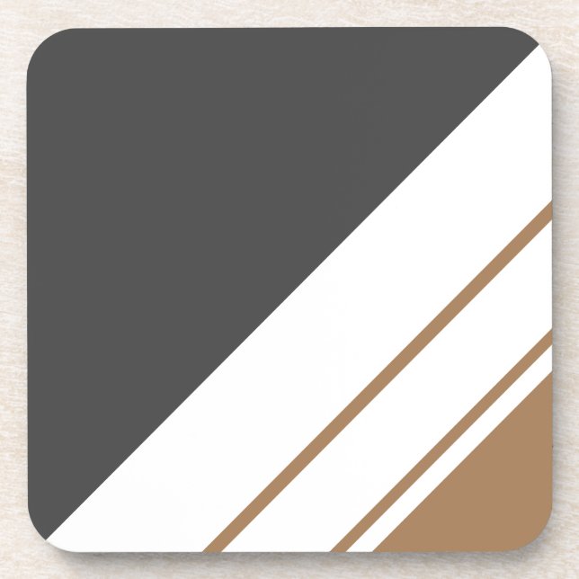 Posavasos Fun Dark Gray Mocha Brown Rayas de Carreras Blanca (Frente)