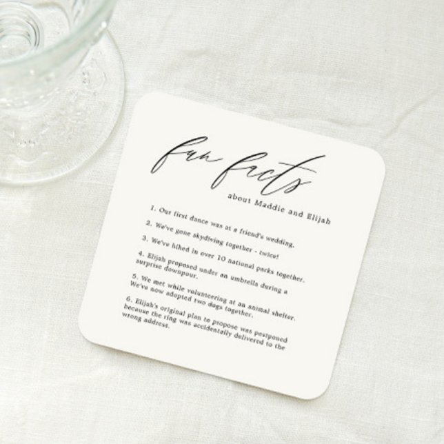Posavasos Fun Facts Boda de la montaña rusa con caligrafía (Subido por el creador)