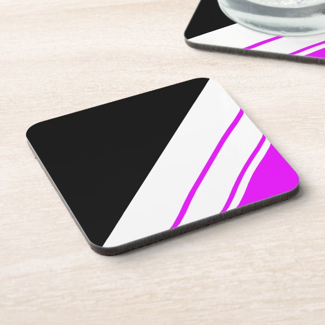 Posavasos Fun Sporty Black Bright Pink Carreras Blanca Rayas (Lado Izquierdo)