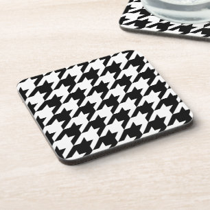 Posavasos Funda Retro Black Houndstoth Tejiendo Patrón