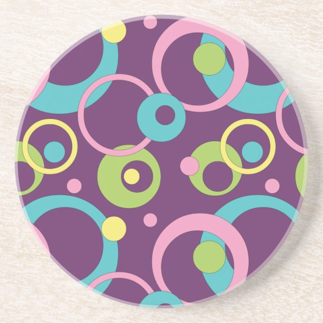 Posavasos Funky Purple Circles Sandstone Coaster (Frente)