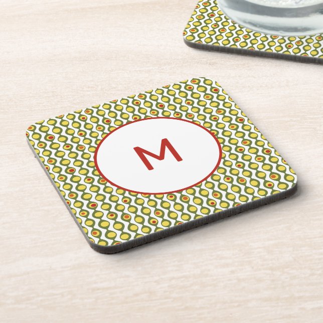 Posavasos Funky Retro Olive Bead Personalizado Colores Patró (Lado Izquierdo)