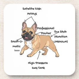 Posavasos Funny Anatomy of a French Bulldog Illustration