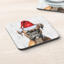 Posavasos Funny Boxer Dog Woof Word Art Holiday