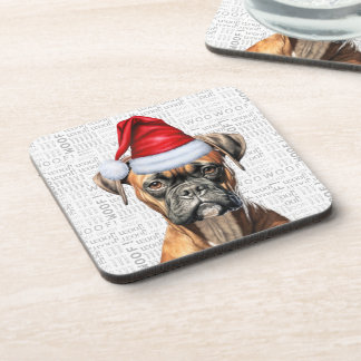 Posavasos Funny Boxer Dog Woof Word Art Holiday
