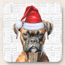 Posavasos Funny Boxer Dog Woof Word Art Holiday