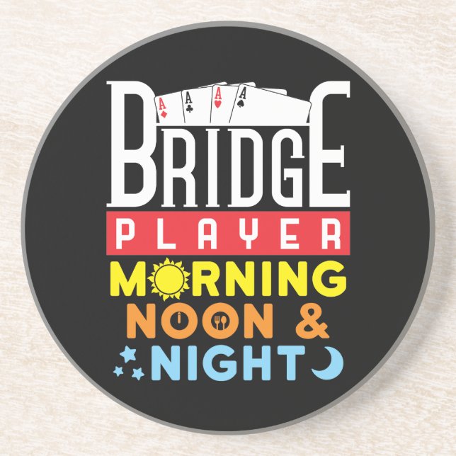 Posavasos Funny Bridge Player por la mañana y por la noche (Frente)