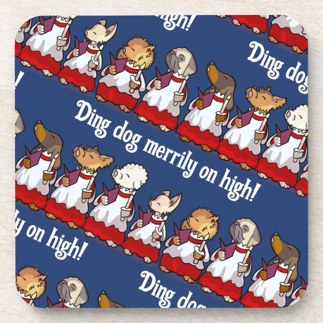 Posavasos Funny Dog Choir Xmas Carol Pun Dachshund Cartoon (Frente)