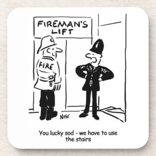 Posavasos Funny Fireman Firefighter and Policeman Cartoon