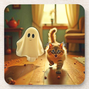 Posavasos Funny Kitten Spooky Friend