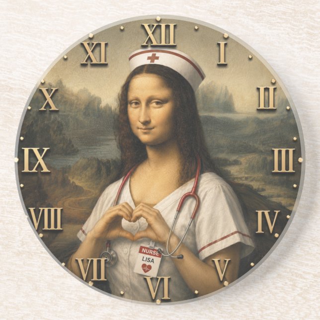 Posavasos Funny Mona Lisa Nurse RN & Nursing Office Decor  (Frente)