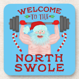 Posavasos Funny Navidades Santa Claus Swole Weightlifter