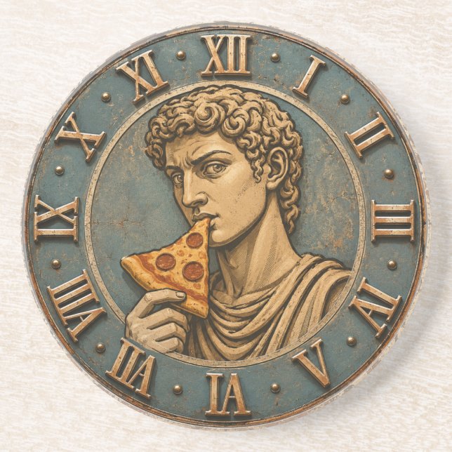Posavasos Funny Pizza David Renaissance Art Parody Kitchen  (Frente)