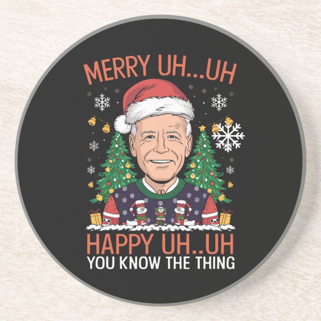 Posavasos Funny Santa Joe Biden Merry Uh Navidades Ugly (Frente)
