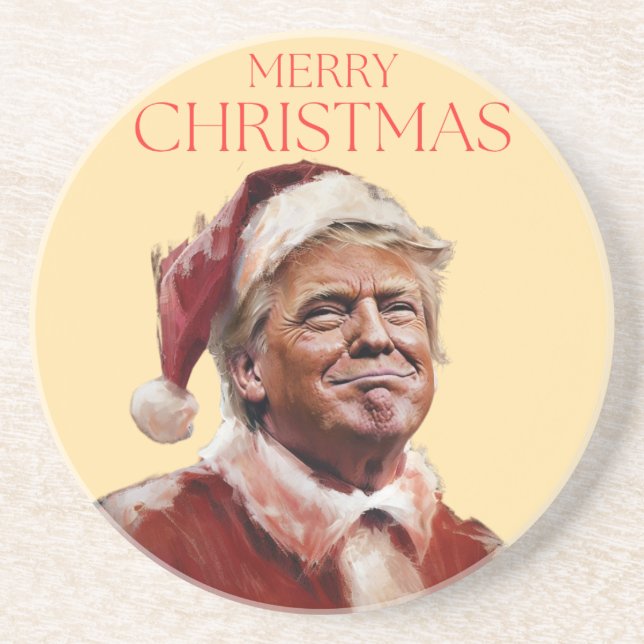 Posavasos Funny tarjeta de Navidades de Trump Santa Claus (Frente)