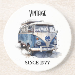 Posavasos Furgoneta vintage en azul Delft personalizable