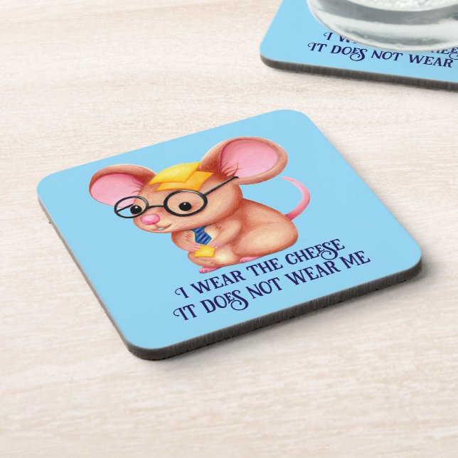Posavasos Furry Cheese Man Business Mouse Tie Glasses Nerdy (Lado Izquierdo)